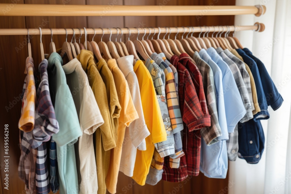 oversized childs clothing hanging on a rack