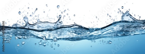 fresh blue natural drink water wave wide panorama with bubbles concept