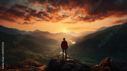 Man standing on top of cliff