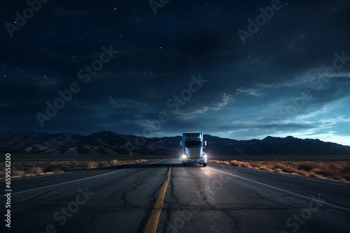 Fantasy road trip truck. City open road. Generate Ai © nsit0108