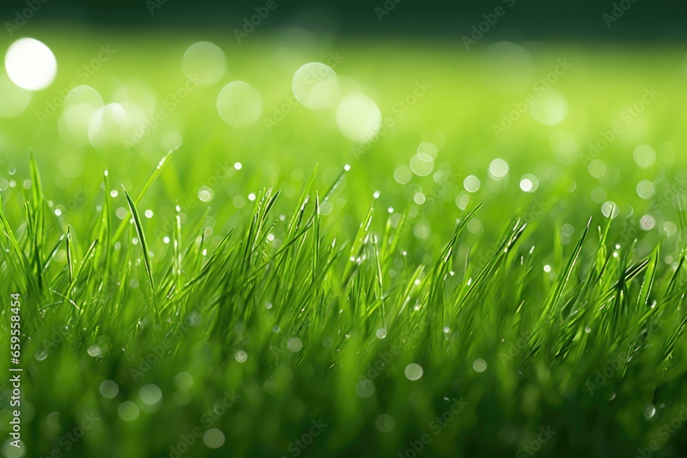 freshly cut grass with visible particles floating