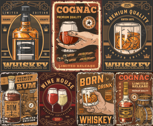 Alcohol assortment colorful set flyer