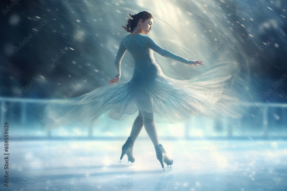 Figure skating woman. Feet gear. Generate Ai