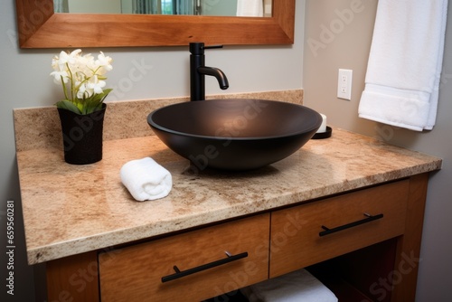 bathroom vanity with a vessel sink