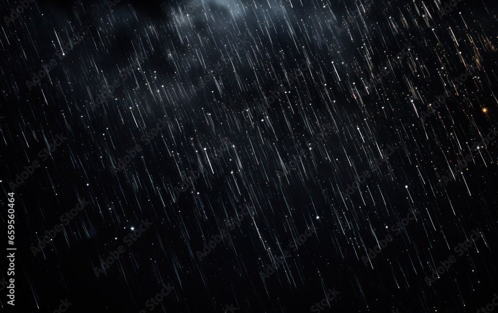 Falling raindrops footage animation in slow motion on dark black ...