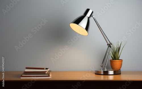 Retro vantage or modern bedside nightstand lighting or reading table lamp for interior decoration and office desk furniture isolated on white background as wide banner with copy space area