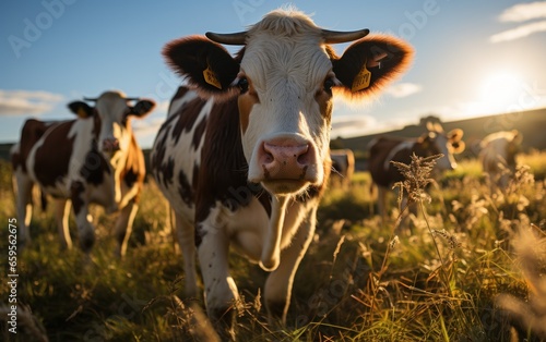 Cows in sunset