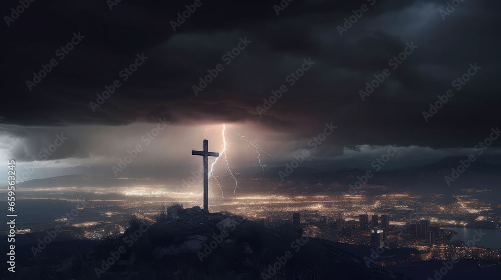 Obraz premium Symbol of the cross and Jesus in religion