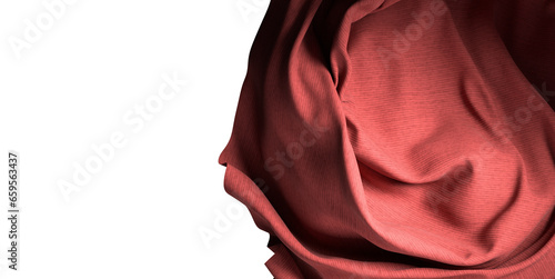 3d render of abstract red cloth falling.