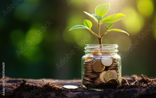 Wallpaper Mural Plant Growing In Savings Coins Torontodigital.ca