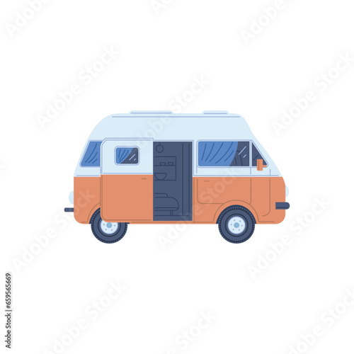 Fototapeta Naklejka Na Ścianę i Meble -  Mini camper van flat style, vector illustration isolated on white