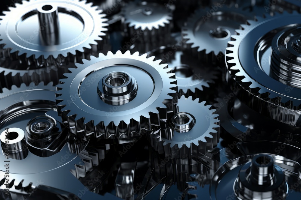 Manufacturing gears. Engine work wheel. Generate Ai Manufacturing gears. Engine work wheel. Generate Ai