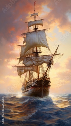 ship in the sunset © Amata CG Artist
