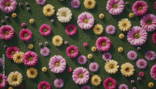 top view meadow of Flower, Floral Wallpaper.