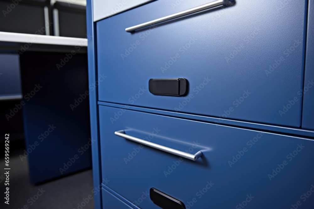 a secure steel filing cabinet with a lock - obrazy, fototapety, plakaty 