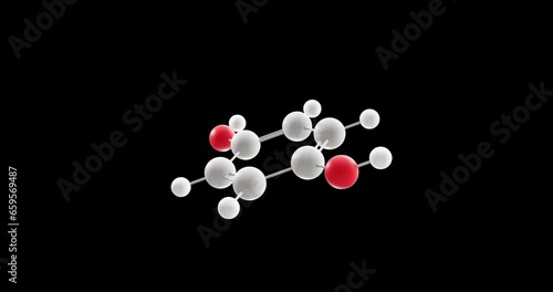 hydroquinone molecule, rotating 3D model of benzene-1,4-diol, looped video with alpha channel photo