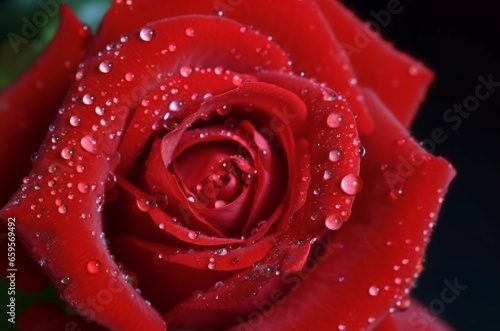 Red rose water droplets garden. Beauty plant. Generate Ai