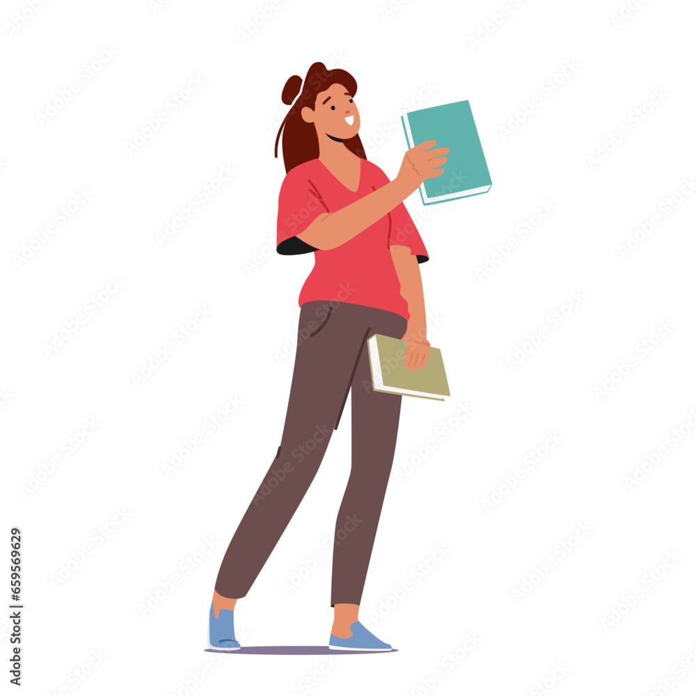 Woman Swaps Books With A Fellow Reader, Female Character Sharing Stories And Adventures, Vector Illustration Woman Swaps Books With A Fellow Reader, Female Character Sharing Stories And Adventures, Vector Illustration