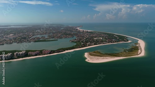 Aerial wide shot of The San Marco Island with residential mansions at daytime in Florida, USA. Drone Wide shot photo