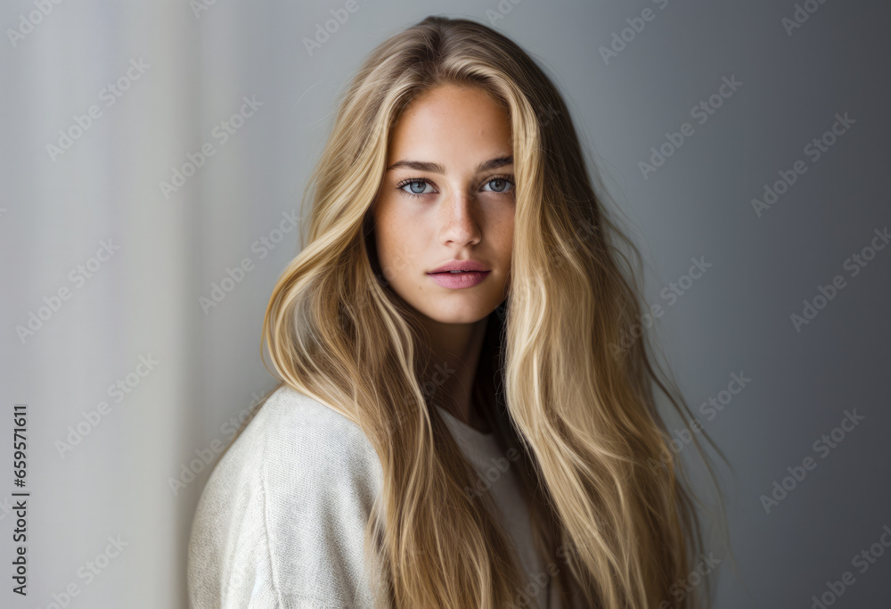 Fototapeta premium Portrait of a pretty young woman isolated from the background