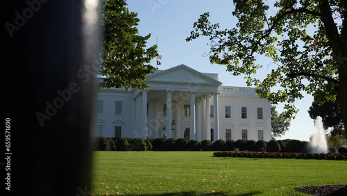 White House From Gate Bars in Slow Motion