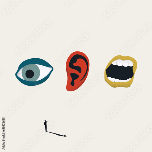 Totalitarian regime vector concept, constant surveillance, dictatorship. Symbol of oppression. Minimal illustration
