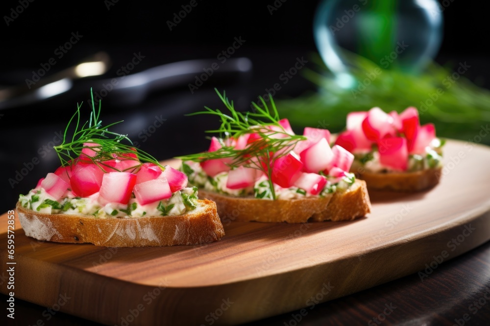 bruschetta with radish and fresh dill