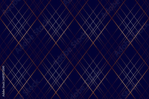 Abstract elegant seamless dark blue background with gold-bronze lines and a brilliant light effect. Luxury template design
