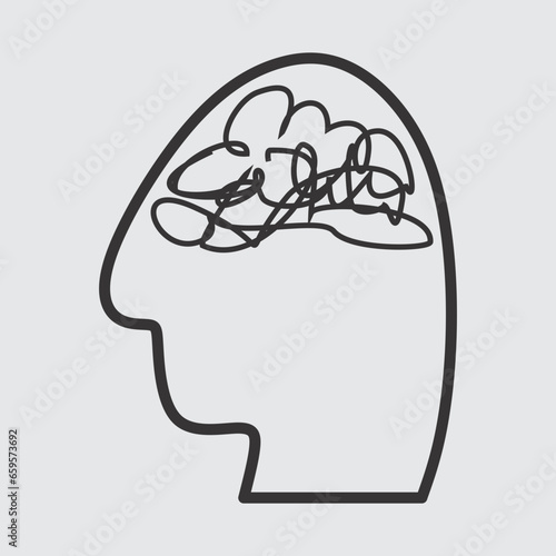Complicated and messy lines as a chaos resolution concept. The process of simplifying problems in the mind. Vector illustration of confusion to clarity step by step, psychotherapy path for mental heal