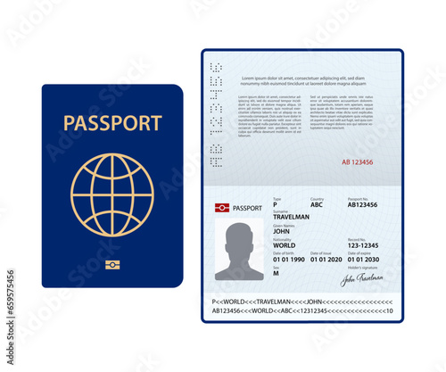 Passport Template. International ID. Travel Document. Vector Illustration
