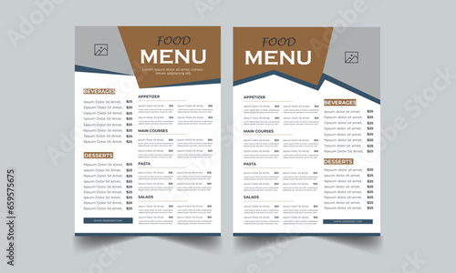 Food menu and restaurant flyer template