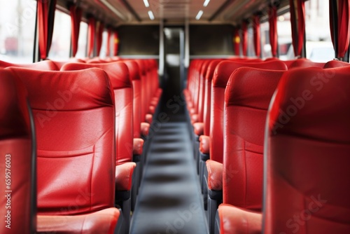 row of empty seats in a tour bus © altitudevisual