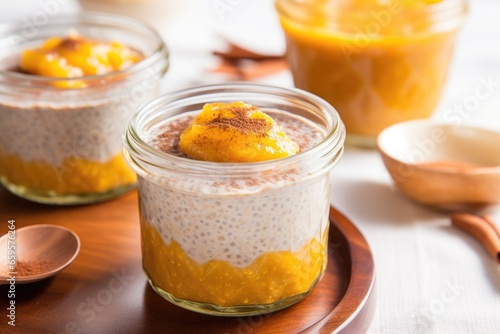 mango chia seed pudding with a splash of agave syrup