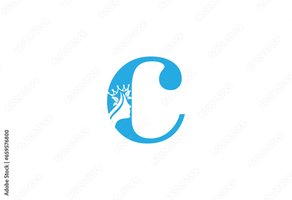 beauty monogram letter C woman silhouette logo design beauty monogram letter C woman silhouette logo design