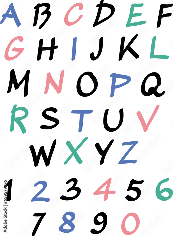 Vector hand drawn alphabet. Cute design for invitations, card, birthday, poster etc. Vector hand drawn alphabet. Cute design for invitations, card, birthday, poster etc.
