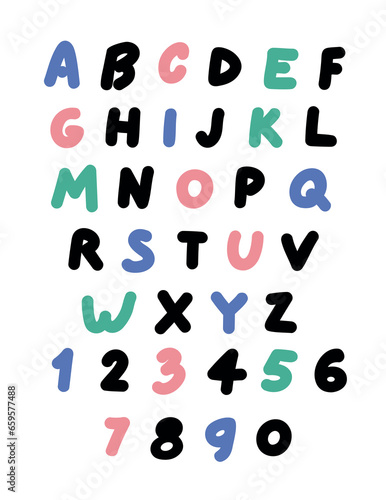 Vector hand drawn alphabet. Cute design for invitations  card  birthday  poster etc.