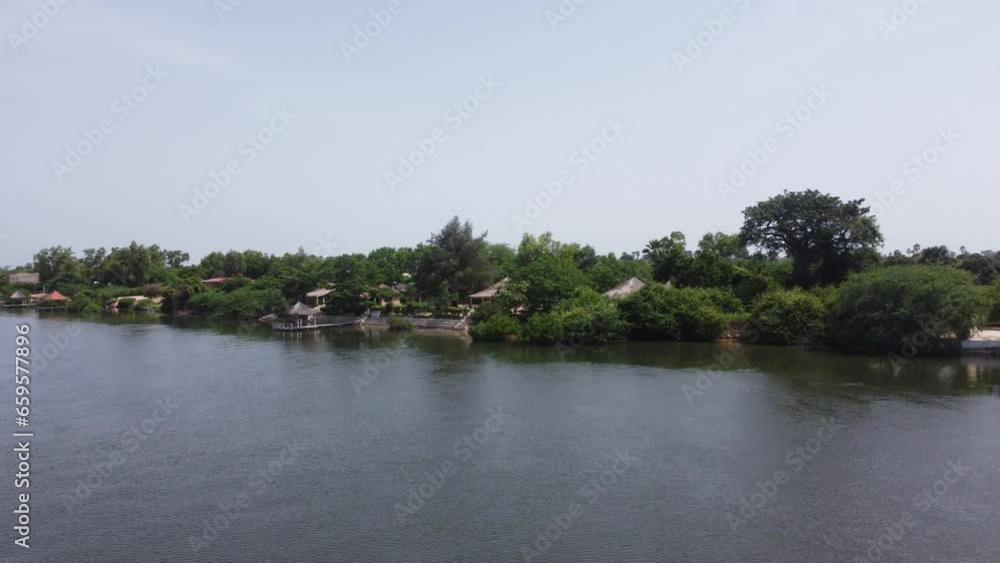 View over Sine Saloum 25 Senegal, Village- Shot taken with drone - Africa View over Sine Saloum 25 Senegal, Village- Shot taken with drone - Africa