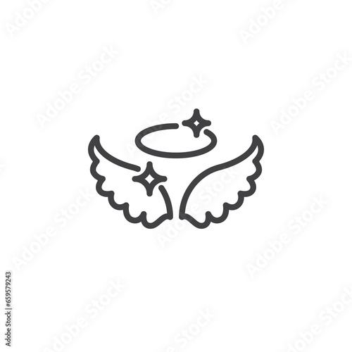 Angel wings with nimbus line icon