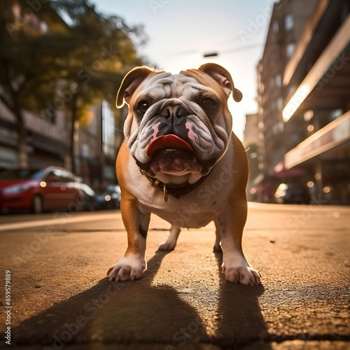 english bulldog on the street