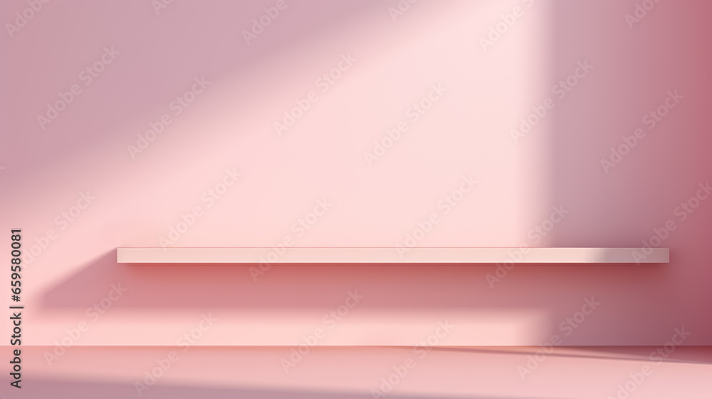 Obraz premium Light pink background for product, business presentation, mockup template with diffused light and a shelf