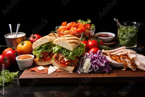 a deconstructed clubhouse sandwich with ingredients laid separately