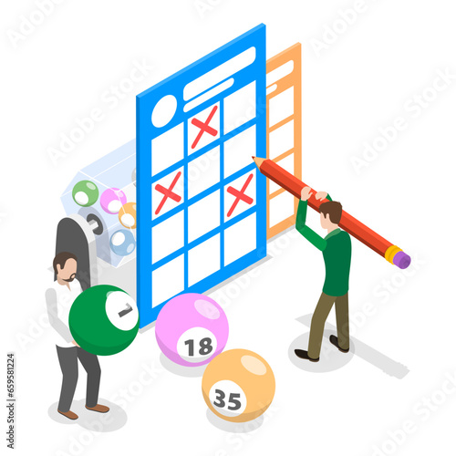 3D Isometric Flat Vector Set of Lottery Winners, Luck and Fortune. Item 2