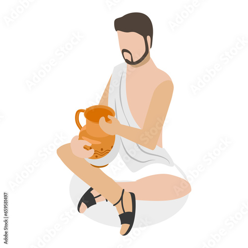 3D Isometric Flat Vector Set of Ancient Roman Characters, Rome Empire People. Item 1
