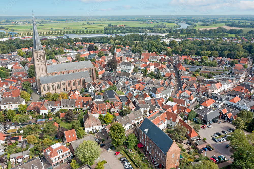 Aerial from the historical city Doesburg in the Netherlands
