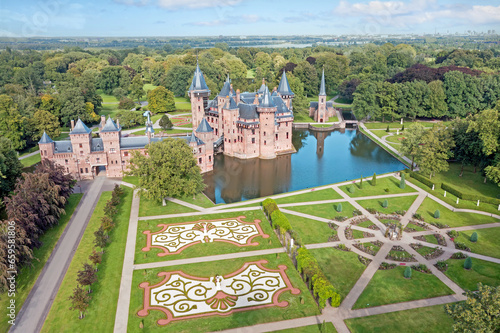 Aerial from historical castle de Haar in Haarzuilens in the Netherlands photo