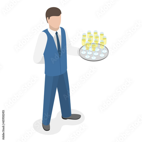 3D Isometric Flat Vector Set of Hotel Workers, Service Staff Characters. Item 4