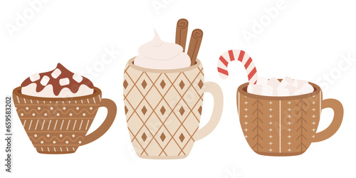 Set of brown cups