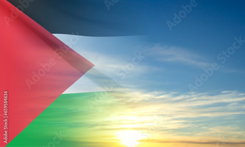 Flag of Palestine on background of sky. EPS10 vector