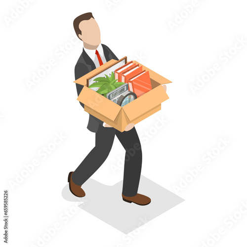 3D Isometric Flat Vector Illustration of Office Relocation, Address Changing. Item 5