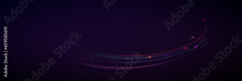 Neon speed lines. Dynamic light motion traces. Light trace wave, trace line.